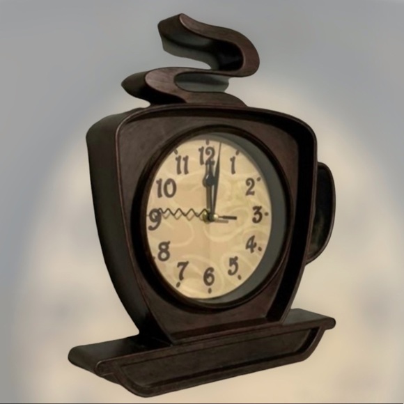 Coffee Cup Cappuccino Clock Battery Operated Wall Clock or Freestanding Brown - Picture 7 of 16
